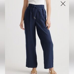 Navy Blue Women's Wide-Leg Pants
